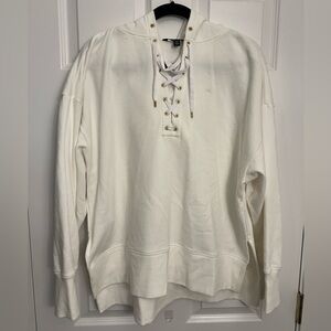 Lauren Ralph Lauren White Lace-Up Hoodie